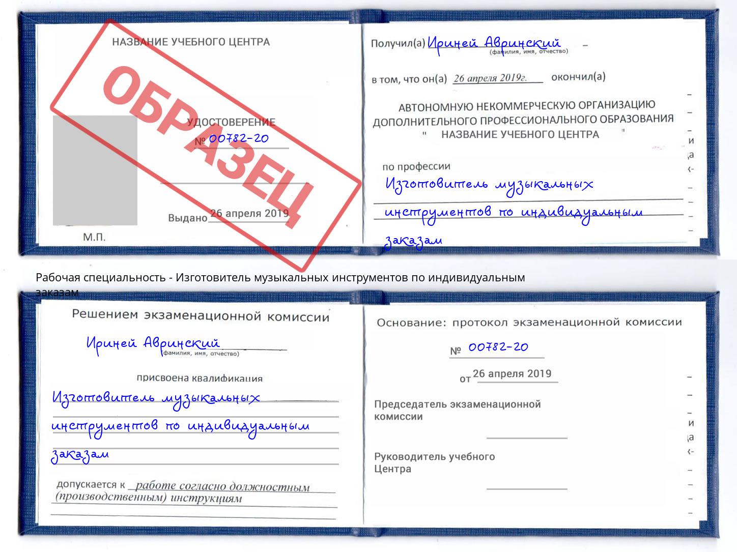 Изготовитель музыкальных инструментов по индивидуальным заказам Углич